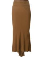 Rick Owens Draped Midi Skirt, Women's, Size: 40, Brown, Silk/cotton/nylon/viscose