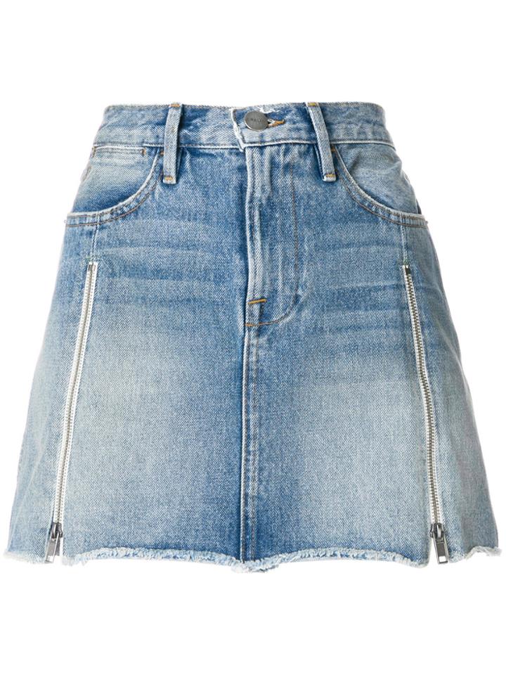 Frame Denim Frayed Edge Denim Skirt - Blue