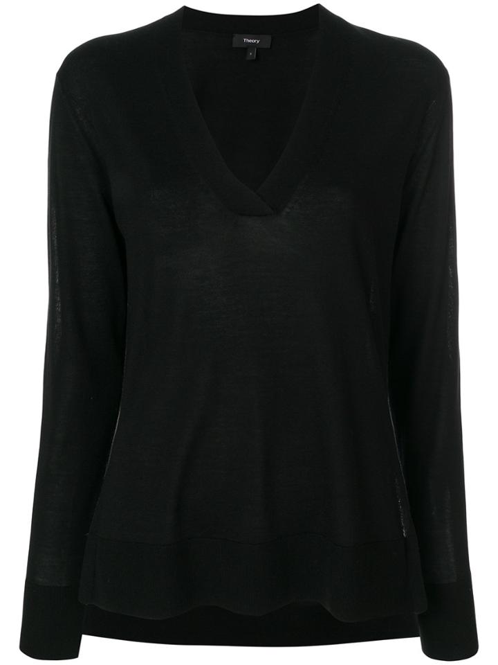 Theory Deep V-neck Sweater - Black