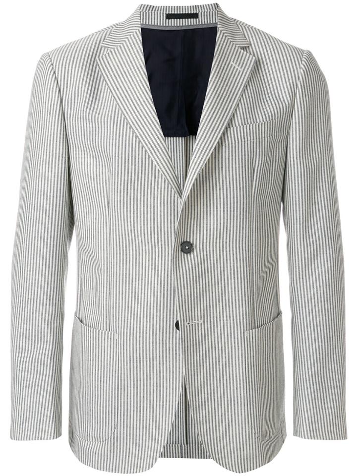 Z Zegna Striped Fitted Blazer - Nude & Neutrals