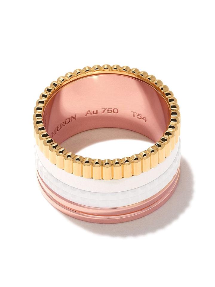 Boucheron 18kt Rose, White And Gold Quatre White Large Ring - 3g