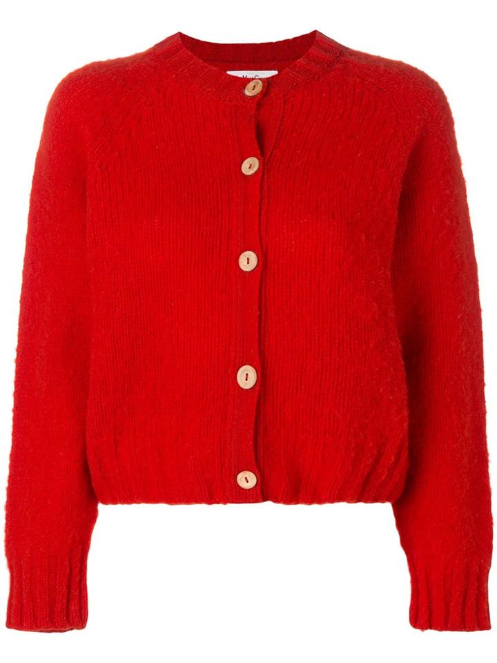 Ymc Round Neck Cardigan - Red