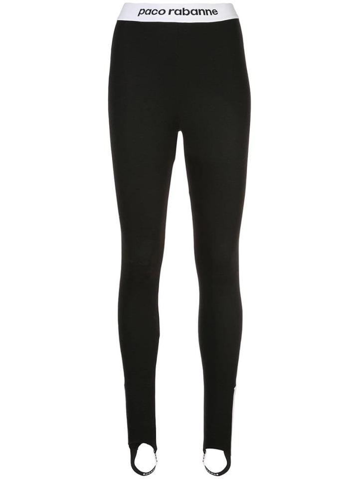 Paco Rabanne Foot Strap Logo Tights - Black