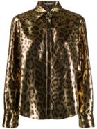 Dolce & Gabbana Metallic Leopard Print Shirt - Gold