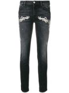 Just Cavalli Embroidered Detail Cropped Skinny Jeans - Black