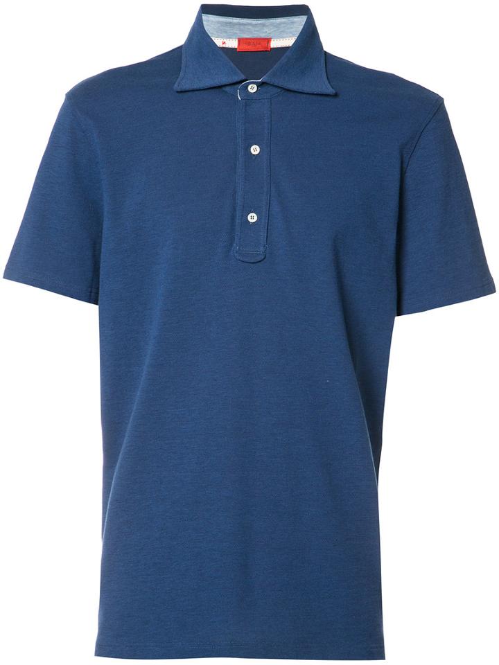 Isaia Classic Polo Shirt, Men's, Size: Medium, Blue, Cotton