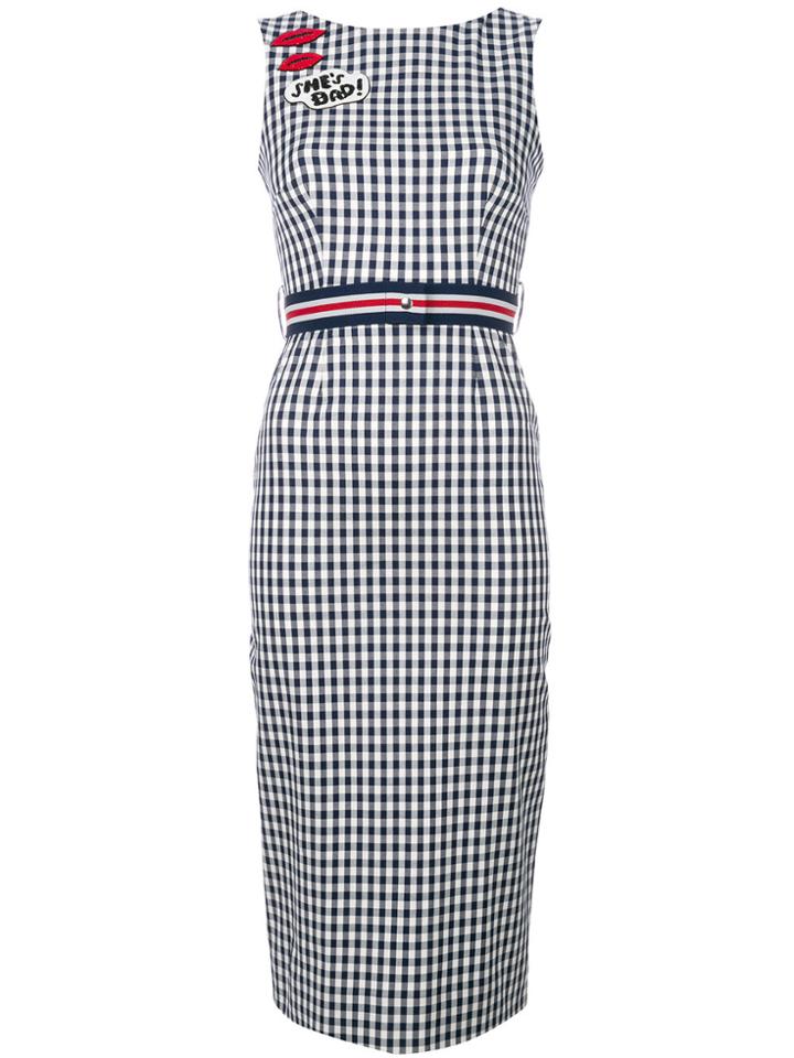 P.a.r.o.s.h. Lip Patch Checked Dress - Blue