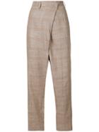 Toga Pulla Checkered Wrap Front Straight Leg Trousers - Brown