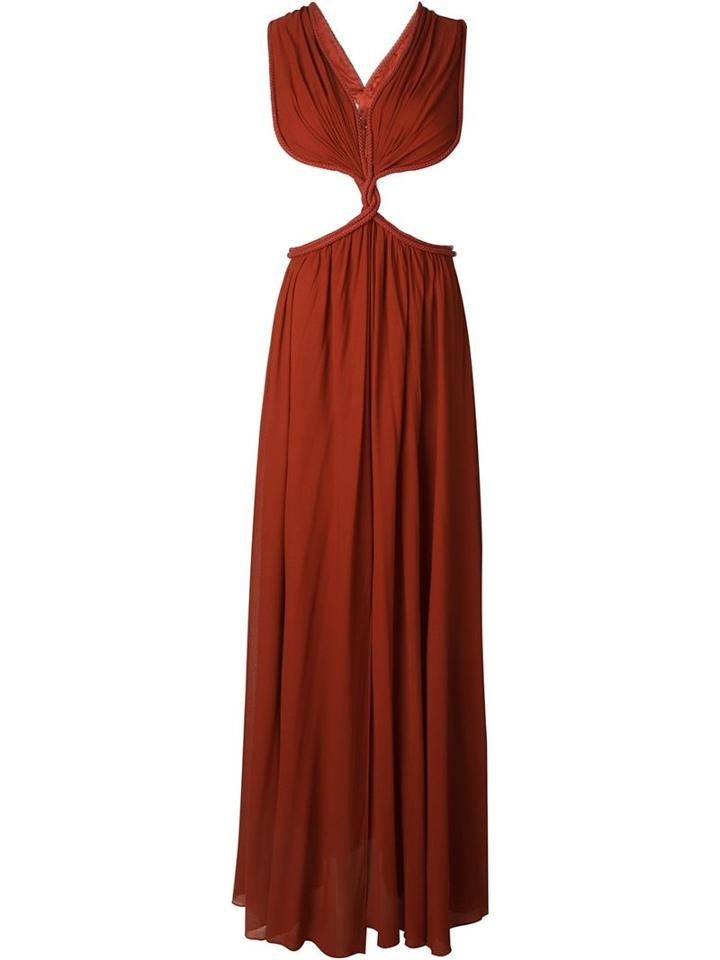 Jay Ahr Rope Detail Cut-out Evening Dress, Women's, Size: 36, Red, Rayon/nylon