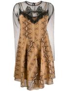 Twin-set Snakeskin-print Lace Detail Dress - Brown