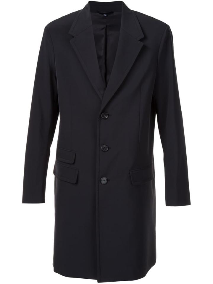 Neil Barrett Classic Single Breasted Coat, Men's, Size: 52, Black, Polyester/polyurethane