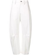 Y's Contrast Stitch Balloon Leg Jeans - White