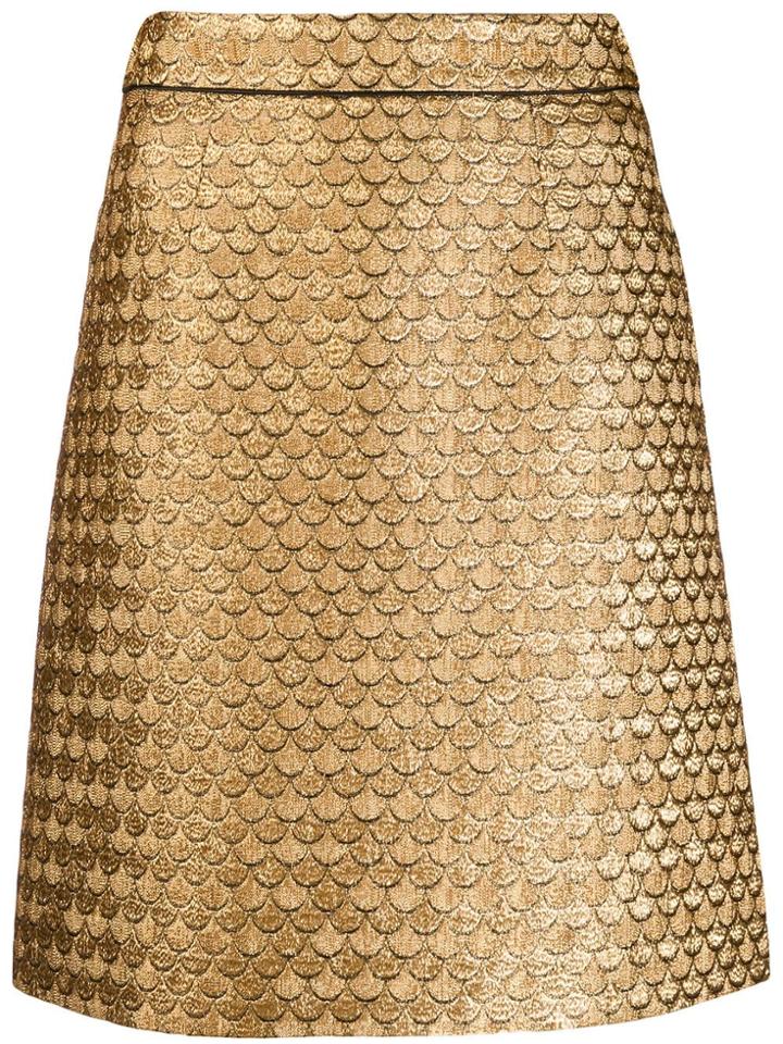Paule Ka Fish-scales Print Skirt - Gold