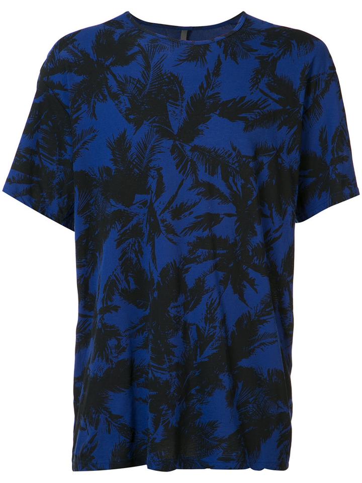 Attachment Palm Tree Print T-shirt, Men's, Size: 3, Blue, Cotton