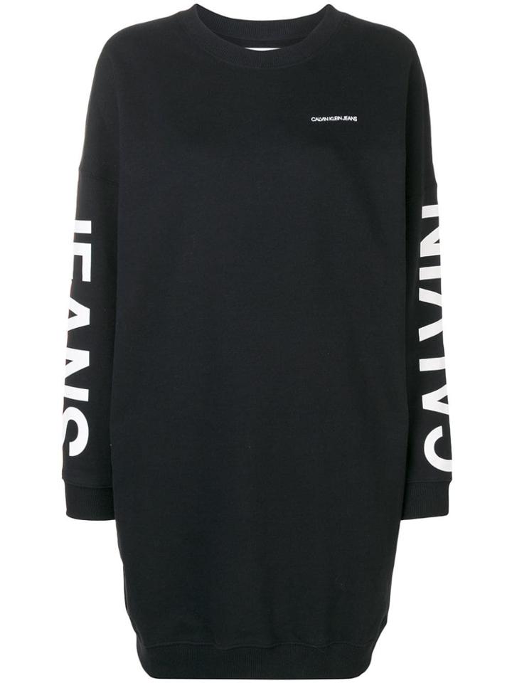 Calvin Klein Jeans Logo Print Jumper Dress - Black