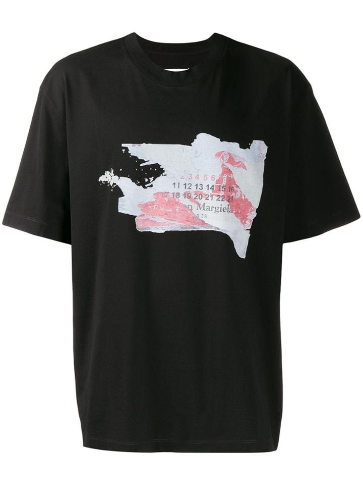 Maison Margiela Destroyed Logo Print T-shirt - Black