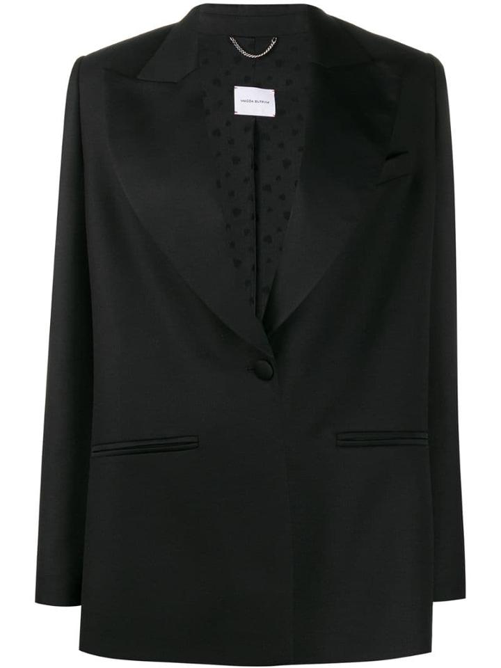 Magda Butrym Single Breasted Tuxedo Blazer - Black