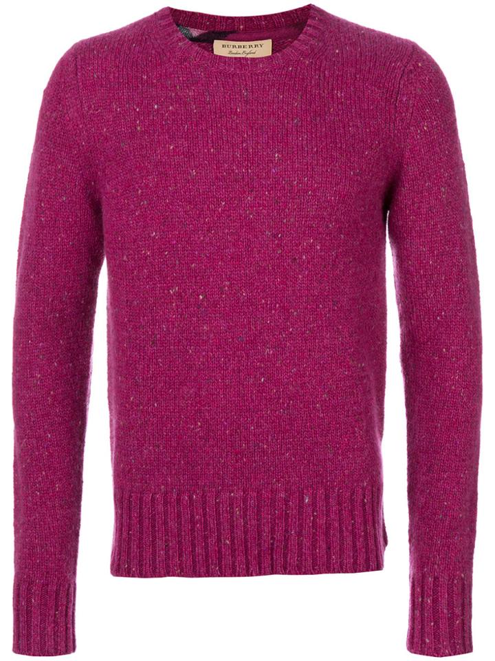 Burberry Flecked Crew Neck Sweater - Pink & Purple