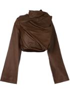 Rick Owens Cropped Biker Jacket - Brown