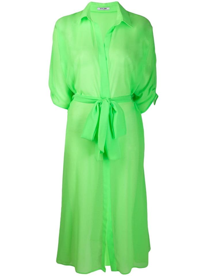 Styland Midi Shirt Dress - Green
