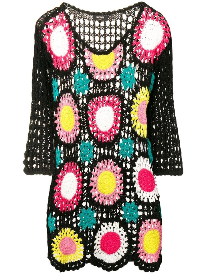 Twin-set Crochet Knit Dress - Black