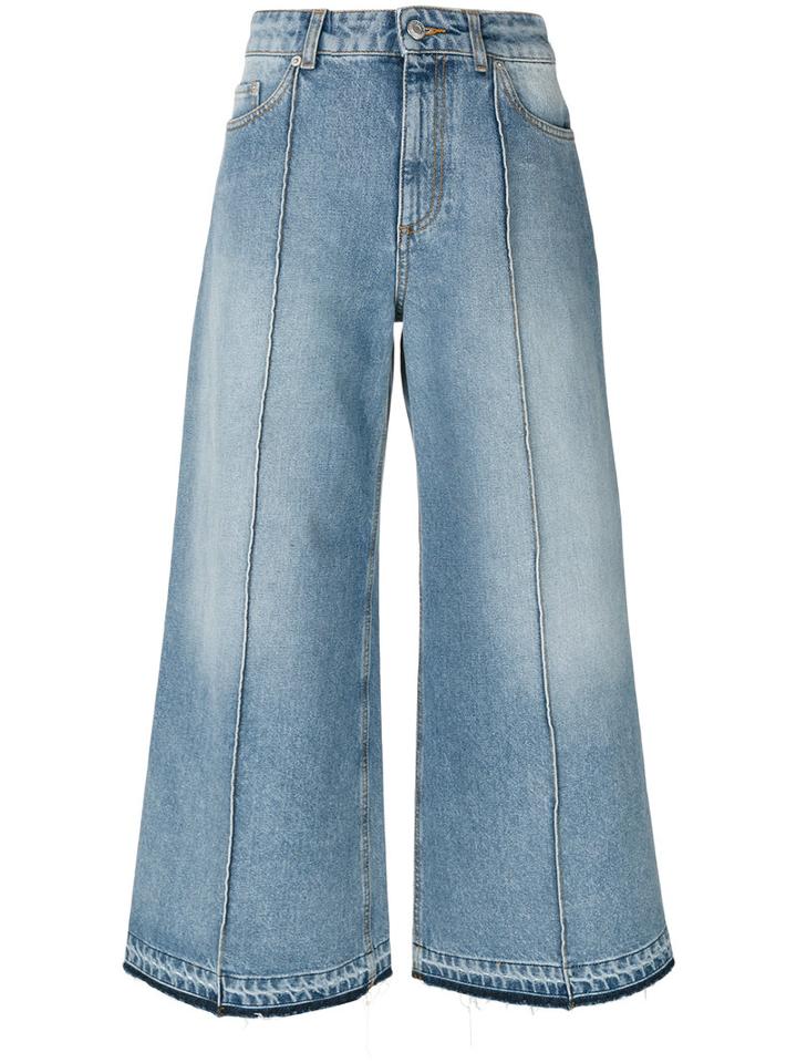 Alexander Mcqueen - Cropped Wide-leg Jeans - Women - Cotton - 44, Blue, Cotton