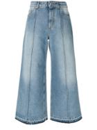 Alexander Mcqueen - Cropped Wide-leg Jeans - Women - Cotton - 44, Blue, Cotton
