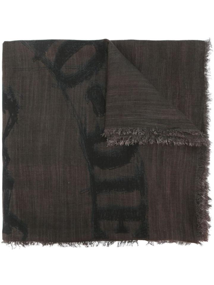 Diesel Head Print Scarf, Adult Unisex, Grey, Viscose