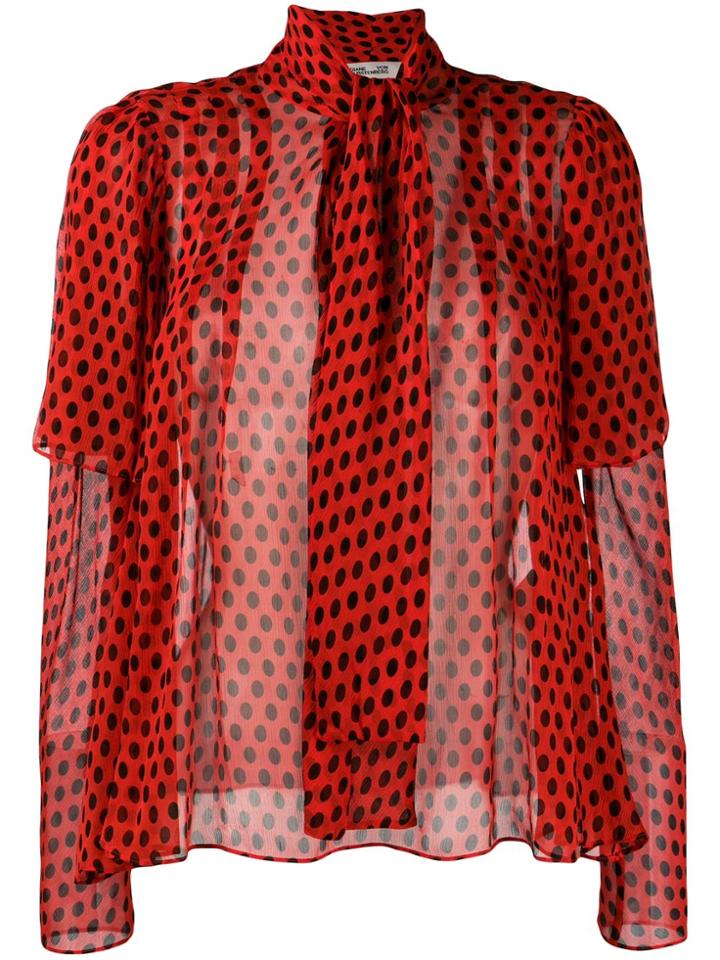 Dvf Diane Von Furstenberg Polka Dot Printed Blouse - Red