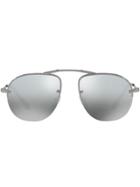 Prada Eyewear Mirrored Aviator Sunglasses - Silver