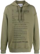 Moschino Care Label Print Hoodie - Green