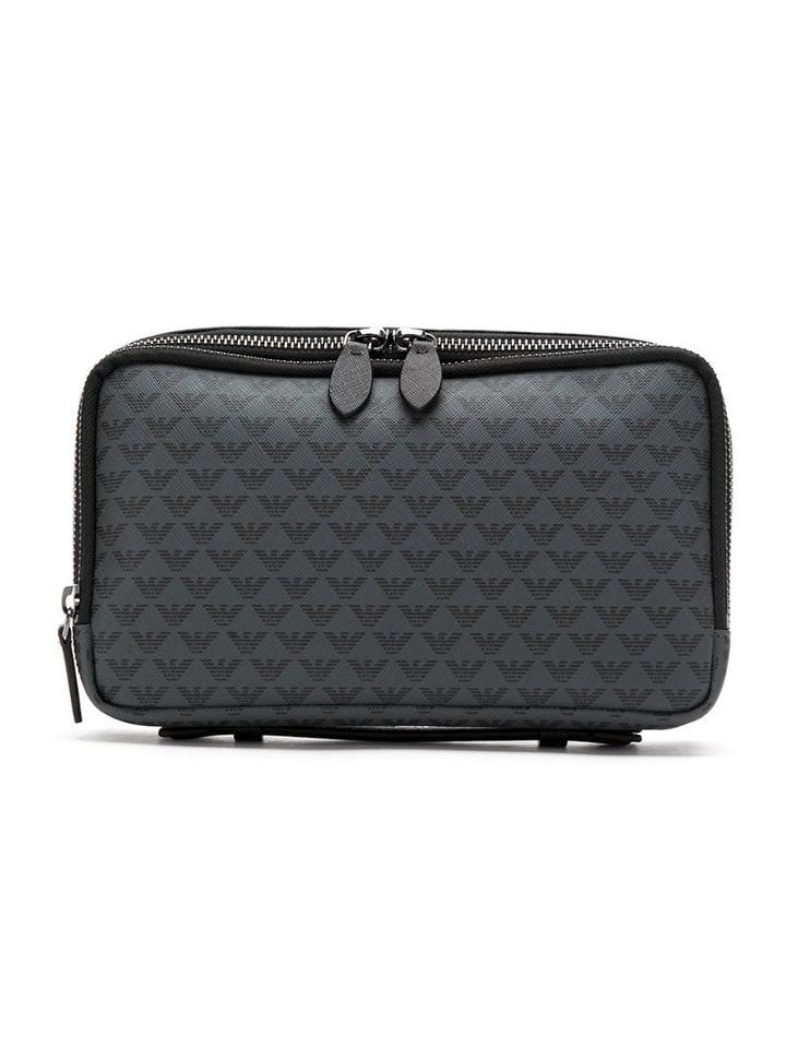 Emporio Armani Logo Print Wash Bag - Grey