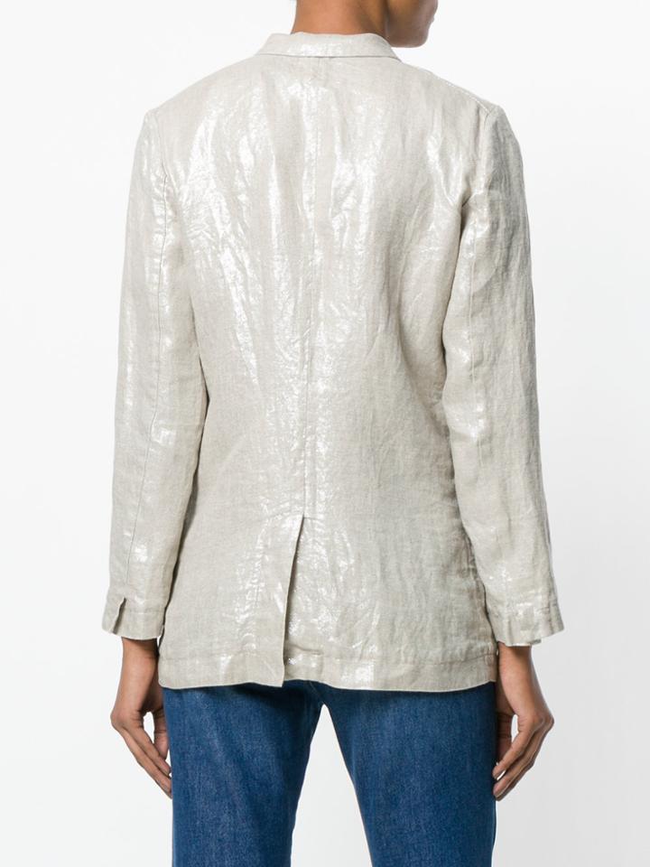 Forte Forte Metallic Single-breasted Blazer - Nude & Neutrals