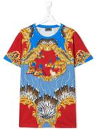 Young Versace Teen Tipi Baroque Print T-shirt - Blue