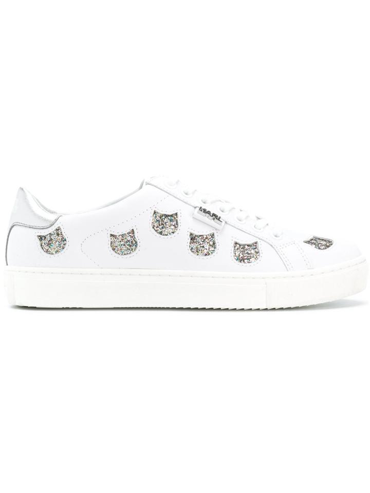 Karl Lagerfeld Glitter Cat Sneakers - White