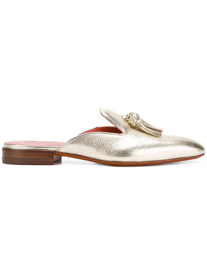 Santoni Tassel Loafer Mules - Metallic
