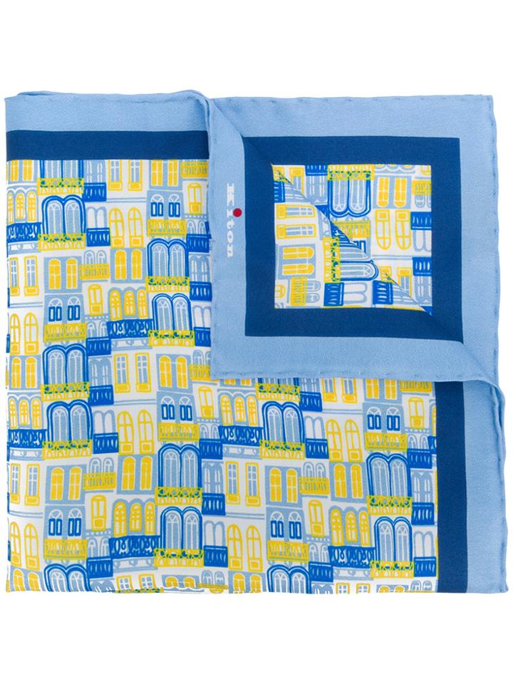 Kiton Window Print Hankerchief - Blue