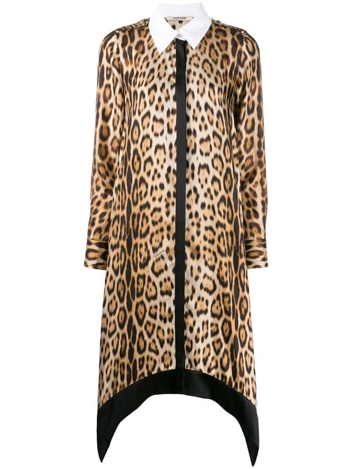 Roberto Cavalli Leopard Print Shirt Dress - Neutrals