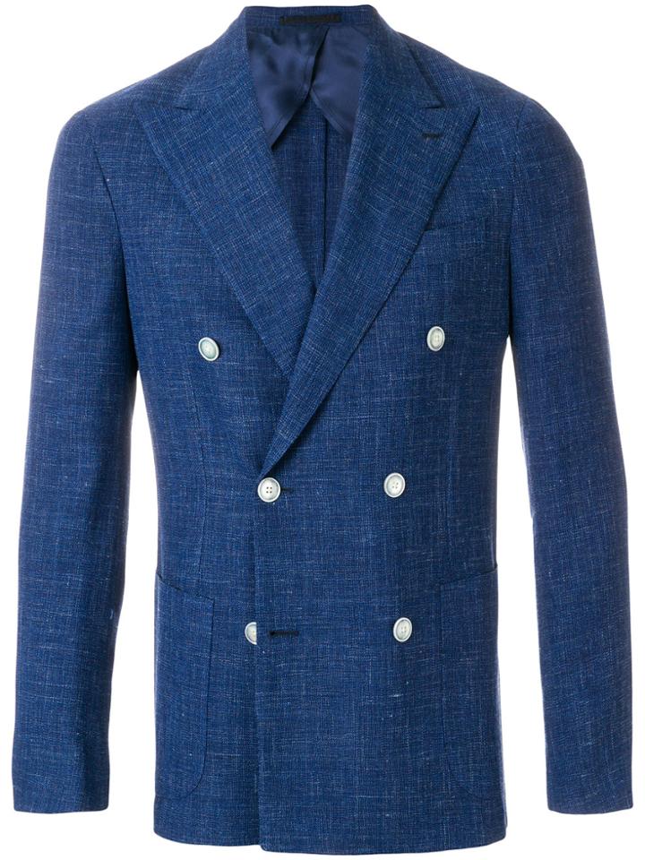 Barba Classic Double-breasted Blazer - Blue