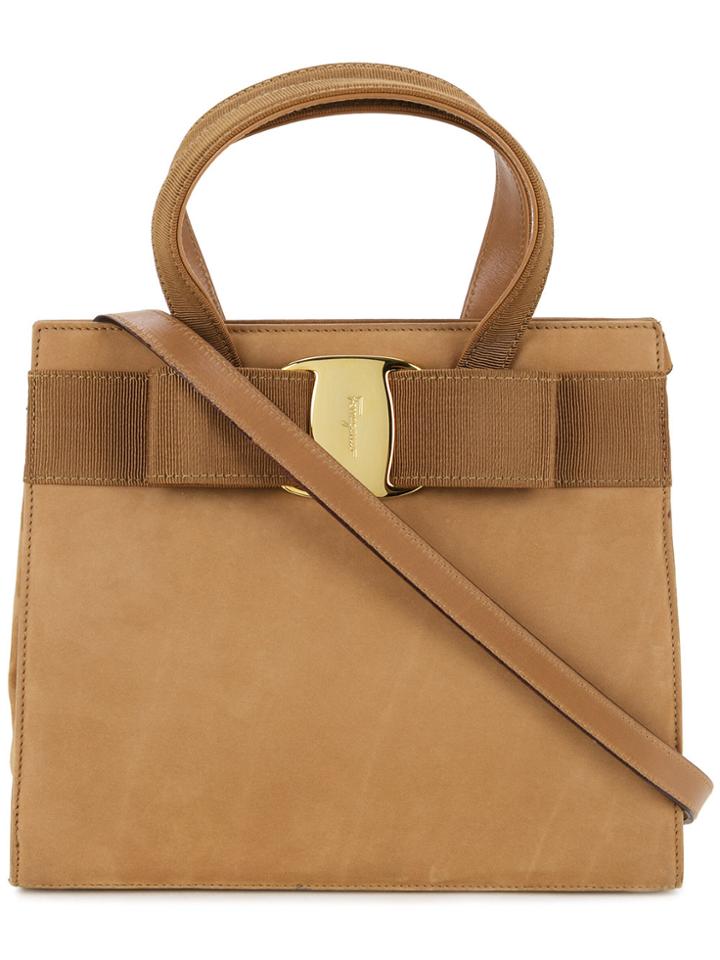 Salvatore Ferragamo Vintage Vara Bow 2 Way Handbag - Brown