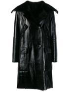 Yves Salomon Double-breasted Leather Coat - Black