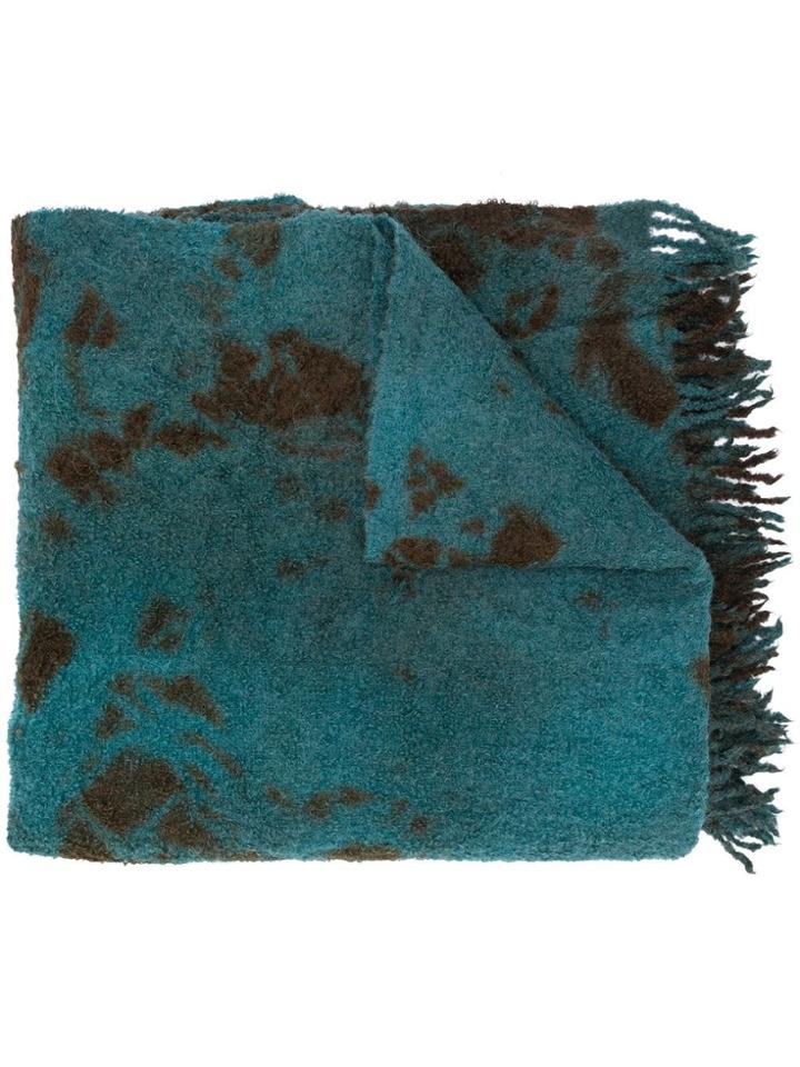 Suzusan Abstract Pattern Knitted Scarf - Green