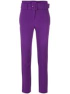 Theory Belted High Waist Trousers - Pink & Purple