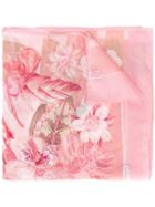 Salvatore Ferragamo - Floral Printed Scarf - Women - Silk - One Size, Women's, Pink/purple, Silk