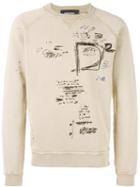 Dsquared2 Doodle Print Sweatshirt, Men's, Size: Large, Nude/neutrals, Cotton