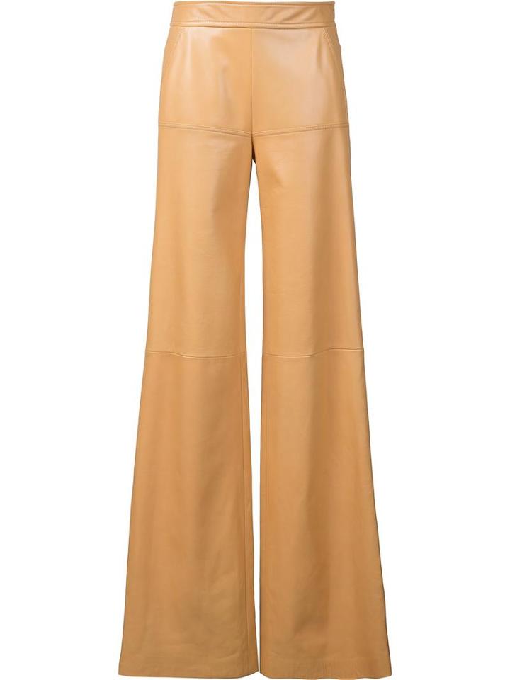 Derek Lam High Waist Leather Trousers, Women's, Size: 36, Nude/neutrals, Lamb Skin