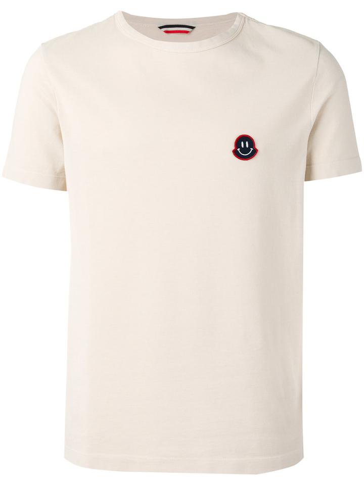 Moncler Appliqué Detail T-shirt, Men's, Size: Xxl, Nude/neutrals, Cotton