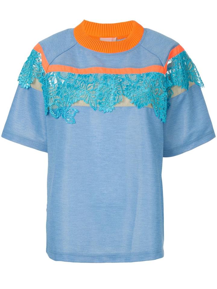 Kolor Lace Insert Panelled T-shirt - Blue