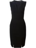 Alexander Mcqueen V-neck Dress, Women's, Size: 46, Black, Rayon/polyamide/spandex/elastane/spandex/elastane