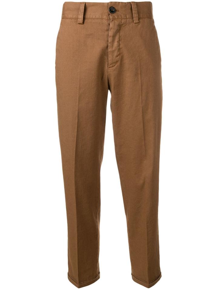 Pt01 Cropped Tailored Chinos - Brown